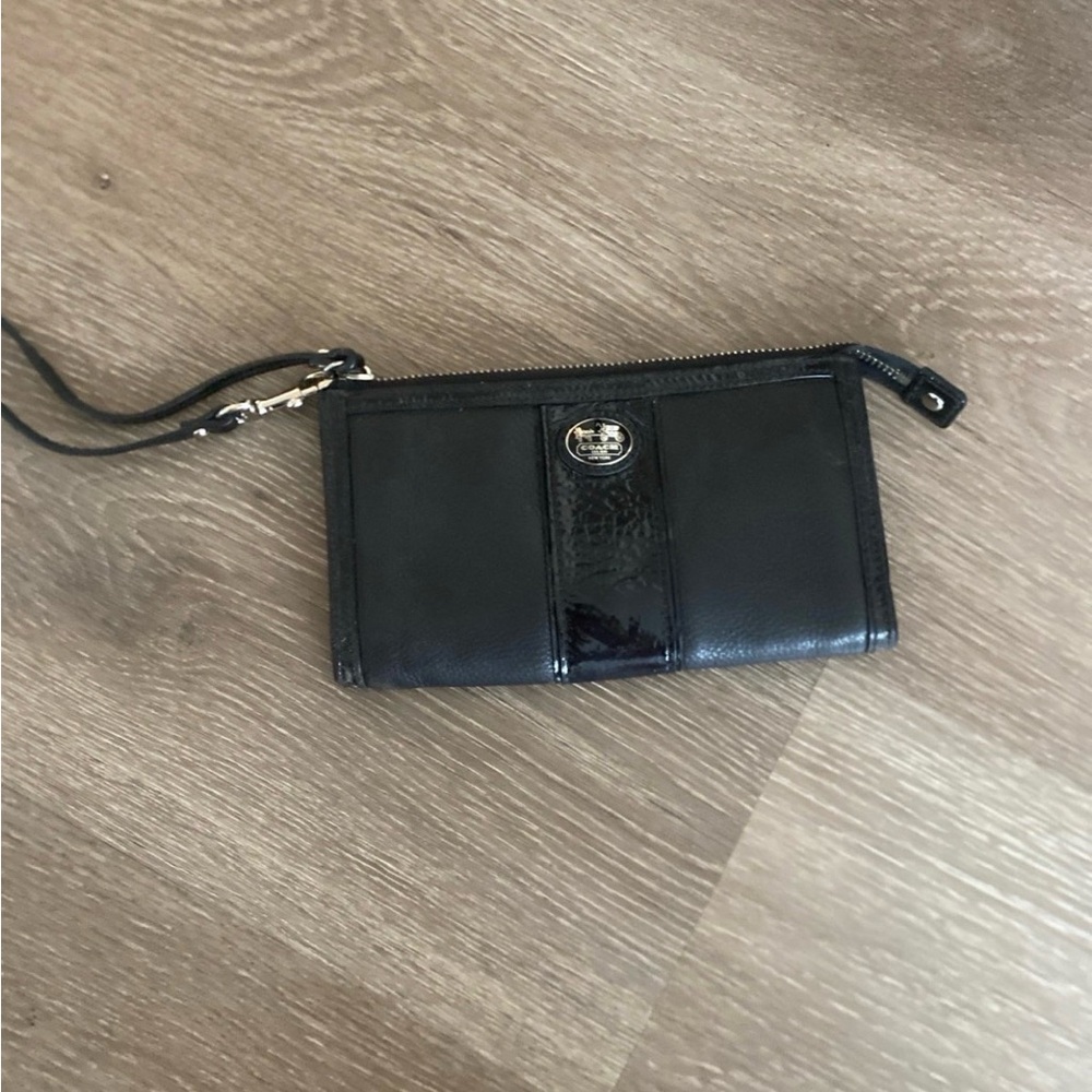 Coach Black Leather Wristlet Wallet